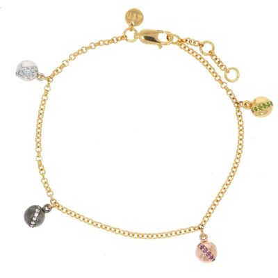 Xen, Armschmuck, Armband Multicolor ca. 0,16 ct. gelbvergoldet 17-19 cm, (19 cm, 925 Sterling Silber gelbvergoldet) Xen, Armschmuck, Armband Multicolor ca. 0,16 ct. gelbvergoldet 17-19 cm, (19 cm, 925 Sterling Silber gelbvergoldet)