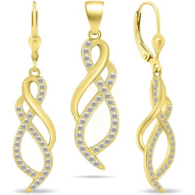Brilio, Ohrringe, Silver - Shiny gold-plated jewelry set with zircons SET222Y (earrings. pendant), (Silber) Brilio, Ohrringe, Silver - Shiny gold-plated jewelry set with zircons SET222Y (earrings. pendant), (Silber)