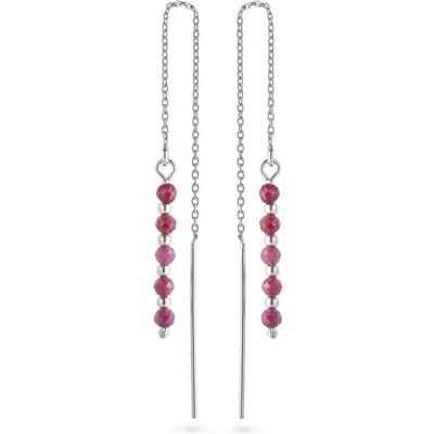 Again Jewelry, Ohrringe, - Silver chain earrings with ruby AJKNS007, (Silber) Again Jewelry, Ohrringe, - Silver chain earrings with ruby AJKNS007, (Silber)