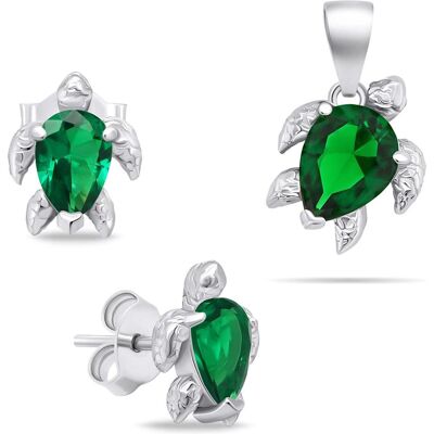 Brilio, Ohrringe, Playful silver jewelry set with zircons Turtle SET233WG (earrings, pendant), (Silber 925) Brilio, Ohrringe, Playful silver jewelry set with zircons Turtle SET233WG (earrings, pendant), (Silber 925)