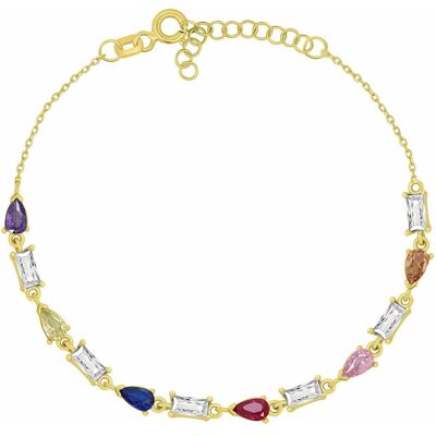 Brilio, Armschmuck, Silver - Charming gold-plated bracelet with colored zircons BRC235YRBW, (Silber) Brilio, Armschmuck, Silver - Charming gold-plated bracelet with colored zircons BRC235YRBW, (Silber)