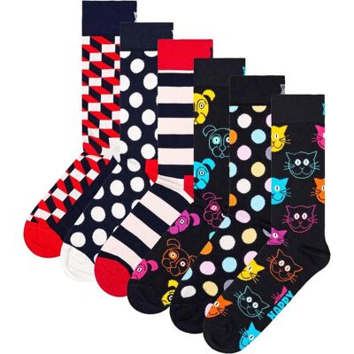 Happy Socks, Unisex, Socken, Socken Casual Bequem sitzend, Schwarz, (6er Pack, 36 - 40) Happy Socks, Unisex, Socken, Socken Casual Bequem sitzend, Schwarz, (6er Pack, 36 - 40)