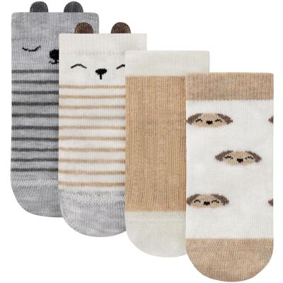 Normani, Socken, 4 Paar Kindersocken mit Ohren Design - 9569, Beige, Grau, (4er Pack, 23 - 26) Normani, Socken, 4 Paar Kindersocken mit Ohren Design - 9569, Beige, Grau, (4er Pack, 23 - 26)
