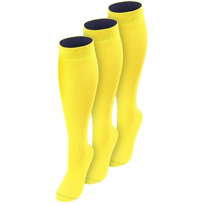 Normani, Damen, Socken, 3 Paar Kniestrümpfe mit farbig abgesetztem Bund Bi-Color - 9993, Blau, Gelb, (3er Pack, 39 - 42) Normani, Damen, Socken, 3 Paar Kniestrümpfe mit farbig abgesetztem Bund Bi-Color - 9993, Blau, Gelb, (3er Pack, 39 - 42)