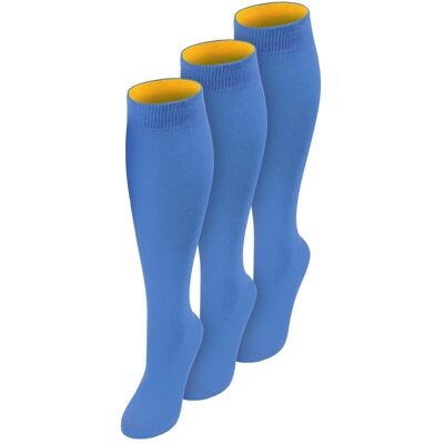 Normani, Damen, Socken, 3 Paar Kniestrümpfe mit farbig abgesetztem Bund Bi-Color - 9993, Mehrfarbig, Orange, Blau, (3er Pack, 39 - 42) Normani, Damen, Socken, 3 Paar Kniestrümpfe mit farbig abgesetztem Bund Bi-Color - 9993, Mehrfarbig, Orange, Blau, (3er Pack, 39 - 42)