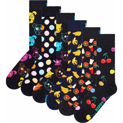 Happy Socks, Unisex, Socken, Socken Casual Bequem sitzend, Mehrfarbig, Schwarz, (6er Pack, 36 - 40) Happy Socks, Unisex, Socken, Socken Casual Bequem sitzend, Mehrfarbig, Schwarz, (6er Pack, 36 - 40)
