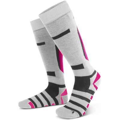 Normani, Unisex, Socken, 2 Paar Ski-Kniestrümpfe Ripp, Pink, Grau, Weiss, (2er Pack, 35 - 38) Normani, Unisex, Socken, 2 Paar Ski-Kniestrümpfe Ripp, Pink, Grau, Weiss, (2er Pack, 35 - 38)