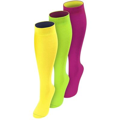 Normani, Damen, Socken, 3 Paar Kniestrümpfe mit farbig abgesetztem Bund Bi-Color - 9993, Mehrfarbig, Violett, Gelb, (3er Pack, 47 - 50) Normani, Damen, Socken, 3 Paar Kniestrümpfe mit farbig abgesetztem Bund Bi-Color - 9993, Mehrfarbig, Violett, Gelb, (3er Pack, 47 - 50)