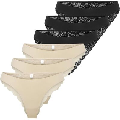 Only, Damen, Unterhosen, Onlchloe Lace Brazil 6p, Schwarz, (6er Pack, XS) Only, Damen, Unterhosen, Onlchloe Lace Brazil 6p, Schwarz, (6er Pack, XS)