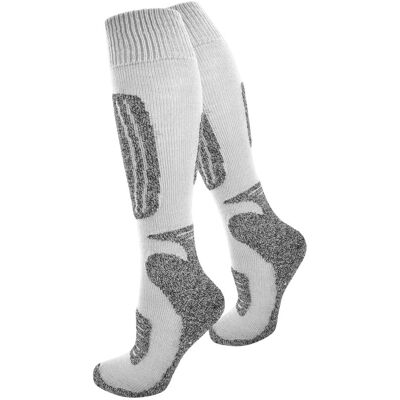 Normani, Unisex, Socken, 2 Paar Ski-Kniestrümpfe Classic, Grau, Weiss, (2er Pack, 43 - 46) Normani, Unisex, Socken, 2 Paar Ski-Kniestrümpfe Classic, Grau, Weiss, (2er Pack, 43 - 46)