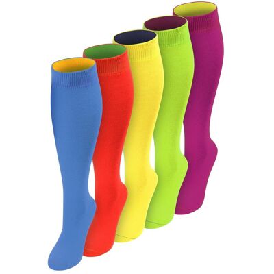 Normani, Damen, Socken, 5 Paar Kniestrümpfe mit farbig abgesetztem Bund Bi-Color - 9983, Mehrfarbig, (5er Pack, 43 - 46) Normani, Damen, Socken, 5 Paar Kniestrümpfe mit farbig abgesetztem Bund Bi-Color - 9983, Mehrfarbig, (5er Pack, 43 - 46)