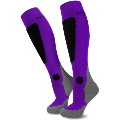 Normani, Unisex, Socken, 2 Paar Ski-Kniestrümpfe New-Style, Violett, Grau, Schwarz, (2er Pack, 43 - 46) Normani, Unisex, Socken, 2 Paar Ski-Kniestrümpfe New-Style, Violett, Grau, Schwarz, (2er Pack, 43 - 46)