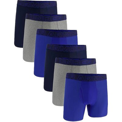 Under Armour, Herren, Unterhosen, Boxershort Sportlich Figurbetont UA PERFORMANCE TECH - SOLID 6 IN 6PK, Mehrfarbig, Blau, Grau, (6er Pack, XXL) Under Armour, Herren, Unterhosen, Boxershort Sportlich Figurbetont UA PERFORMANCE TECH - SOLID 6 IN 6PK, Mehrfarbig, Blau, Grau, (6er Pack, XXL)