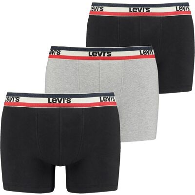 Levis, Herren, Unterhosen, Boxershorts Casual Stretch MEN SPRTSWR LOGO BOXER BRIEF 3P, Schwarz, Grau, (3er Pack, S) Levis, Herren, Unterhosen, Boxershorts Casual Stretch MEN SPRTSWR LOGO BOXER BRIEF 3P, Schwarz, Grau, (3er Pack, S)