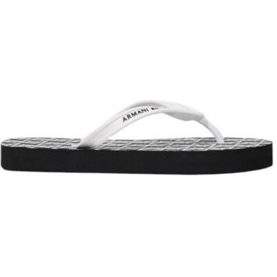Armani Exchange Damen, Sandalen, Schwarze und weisse Flip-Flop-Sandale aus Gummi, Weiss, Schwarz, (35) Armani Exchange Damen, Sandalen, Schwarze und weisse Flip-Flop-Sandale aus Gummi, Weiss, Schwarz, (35)