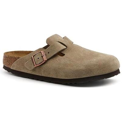 Birkenstock, Damen, Sandalen, Boston SFB Veloursleder Weichbettung schmal - 44236, Beige, Grau, (41) Birkenstock, Damen, Sandalen, Boston SFB Veloursleder Weichbettung schmal - 44236, Beige, Grau, (41)