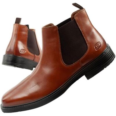 Skechers Herren, Boots + Stiefel, Miller-Boris Herren-Chelsea-Boots, elegantes braunes Leder, Braun, (44) Skechers Herren, Boots + Stiefel, Miller-Boris Herren-Chelsea-Boots, elegantes braunes Leder, Braun, (44)