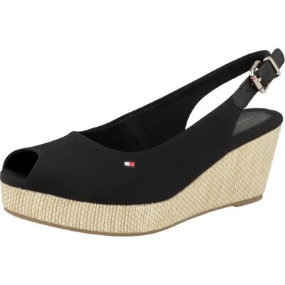 Tommy Hilfiger Damen, Sandalen, Iconic Elba Sling Back Wedge-40, Schwarz, (40) Tommy Hilfiger Damen, Sandalen, Iconic Elba Sling Back Wedge-40, Schwarz, (40)
