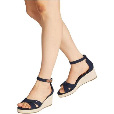 Tommy Hilfiger Damen, Espadrilles, Flag Criss-Cros Mid Wedge Espad, Blau, (37) Tommy Hilfiger Damen, Espadrilles, Flag Criss-Cros Mid Wedge Espad, Blau, (37)