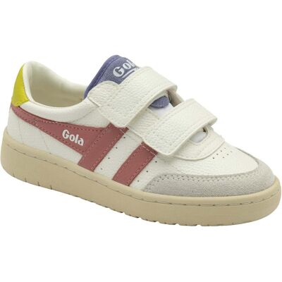 Gola Falcon Strap Mädchen Turnschuhe - Weiß Koral Pink - Kinderschuhe Gola Falcon Strap Mädchen Turnschuhe - Weiß Koral Pink - Kinderschuhe