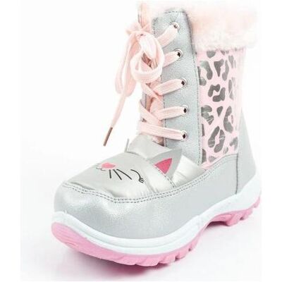 Leomil, Mädchen, Boots + Stiefel, winter boots children's snow boots kitten fur warm for girls, Mehrfarbig, Pink, Grau, Silber, (24) Leomil, Mädchen, Boots + Stiefel, winter boots children's snow boots kitten fur warm for girls, Mehrfarbig, Pink, Grau, Silber, (24)