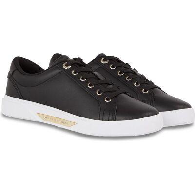 Tommy Hilfiger Leder Low Top Sneakers - Schwarz - Größe 4 - Turnschuhe Tommy Hilfiger Leder Low Top Sneakers - Schwarz - Größe 4 - Turnschuhe