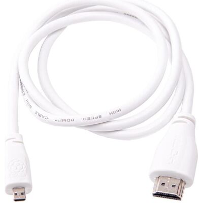 Raspberry Pi4 Micro HDMI Kabel - Weiß - 1m - HDMI Adapter Raspberry Pi4 Micro HDMI Kabel - Weiß - 1m - HDMI Adapter