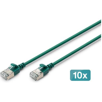 Digitus CAT 6A F-FTP Slim Patchkabel, Kupfer, LSZH AWG 32/7, Länge 3 m, Grün, 10 Stk. (CAT6a, 3 m), Netzwerkkabel Digitus CAT 6A F-FTP Slim Patchkabel, Kupfer, LSZH AWG 32/7, Länge 3 m, Grün, 10 Stk. (CAT6a, 3 m), Netzwerkkabel