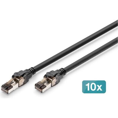 Digitus CAT 8.1 S-FTP Patchkabel, Cu, LSZH AWG 24/7, Länge 1 m, Farbe schwarz, 10 Stk. (CAT8.1, 1 m), Netzwerkkabel Digitus CAT 8.1 S-FTP Patchkabel, Cu, LSZH AWG 24/7, Länge 1 m, Farbe schwarz, 10 Stk. (CAT8.1, 1 m), Netzwerkkabel