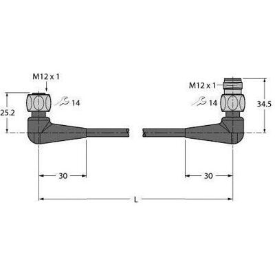 Turck Food & Beverage hygienic TPE Verbindungsleitung WKH4.5-25-WSH4.5/TFG (25 m), Stromkabel, Grau Turck Food & Beverage hygienic TPE Verbindungsleitung WKH4.5-25-WSH4.5/TFG (25 m), Stromkabel, Grau