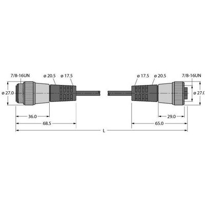 Turck TPU-Kabelmantel (2 m), Stromkabel, Grau Turck TPU-Kabelmantel (2 m), Stromkabel, Grau