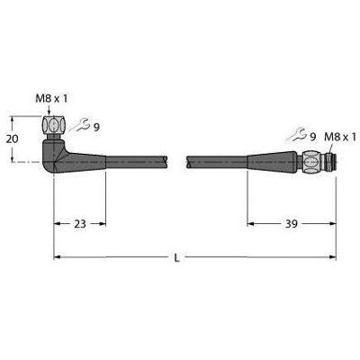 Turck Food & Beverage hygienic TPE Verbindungsleitung PKWH4M-P7X2-0 (0.60 m), Stromkabel, Grau Turck Food & Beverage hygienic TPE Verbindungsleitung PKWH4M-P7X2-0 (0.60 m), Stromkabel, Grau