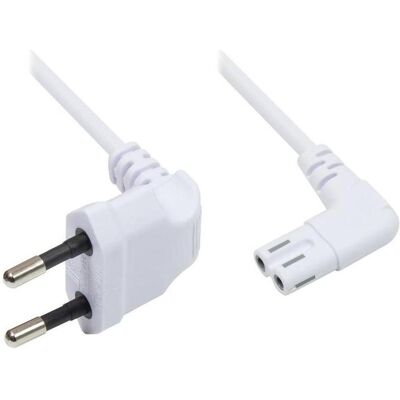 Varia Euro-Netzkabel 5m, beidseitig 90° abgewinkelt, weiss, Euro 8 (5 m), Stromkabel, Weiss Varia Euro-Netzkabel 5m, beidseitig 90° abgewinkelt, weiss, Euro 8 (5 m), Stromkabel, Weiss