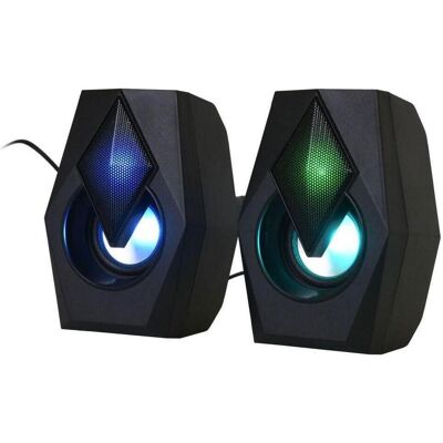 Farbwechselndes Gaming-Lautsprecherset, 2-tlg., PC Lautsprecher, Mehrfarbig Farbwechselndes Gaming-Lautsprecherset, 2-tlg., PC Lautsprecher, Mehrfarbig