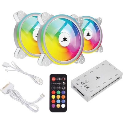 White Shark Cooler GCF-S028-005 Nebula-2 White ARGB Kit (120 mm, 3x), PC Lüfter, Weiss White Shark Cooler GCF-S028-005 Nebula-2 White ARGB Kit (120 mm, 3x), PC Lüfter, Weiss