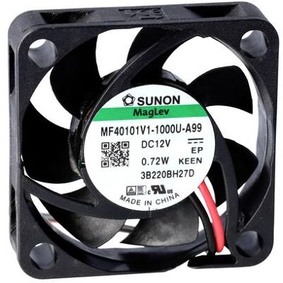 Sunon MF40101VX-1000U-A99 Axiallüfter 12 V/DC 16.81 m³/h (L x B x H) 10 x 40 x 4 (40 mm), PC Lüfter, Schwarz Sunon MF40101VX-1000U-A99 Axiallüfter 12 V/DC 16.81 m³/h (L x B x H) 10 x 40 x 4 (40 mm), PC Lüfter, Schwarz