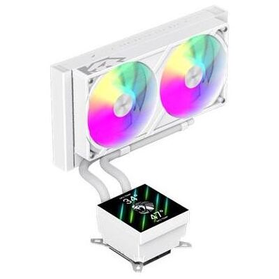 GameMax Chłodzenie wodne CPU Liquid Cooler GLACIER 240 LCD WH Intel, AMD, CPU Wasserkühler, Weiss GameMax Chłodzenie wodne CPU Liquid Cooler GLACIER 240 LCD WH Intel, AMD, CPU Wasserkühler, Weiss