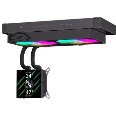 GameMax Chłodzenie wodne CPU Liquid Cooler GLACIER 240 LCD BK Black Intel, AMD, CPU Wasserkühler, Schwarz GameMax Chłodzenie wodne CPU Liquid Cooler GLACIER 240 LCD BK Black Intel, AMD, CPU Wasserkühler, Schwarz