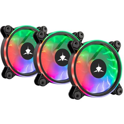 White Shark GCF-S028-004 Nebula-2 Black ARGB Kit (120 mm, 3x), PC Lüfter, Schwarz White Shark GCF-S028-004 Nebula-2 Black ARGB Kit (120 mm, 3x), PC Lüfter, Schwarz