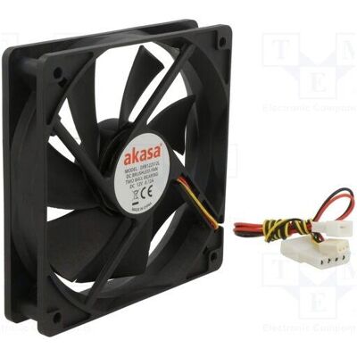 Akasa Lüfter: DC axial 12VDC 120x120x25mm 25,2dBA kugelförmig 1Stk. (120 mm, 1x), PC Lüfter, Schwarz Akasa Lüfter: DC axial 12VDC 120x120x25mm 25,2dBA kugelförmig 1Stk. (120 mm, 1x), PC Lüfter, Schwarz