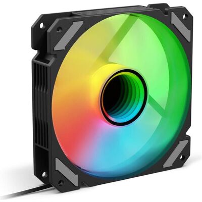 Sharkoon SHARK Mirror RGB PWM (schwarz) (120 mm, 1x), PC Lüfter, Schwarz, Mehrfarbig Sharkoon SHARK Mirror RGB PWM (schwarz) (120 mm, 1x), PC Lüfter, Schwarz, Mehrfarbig