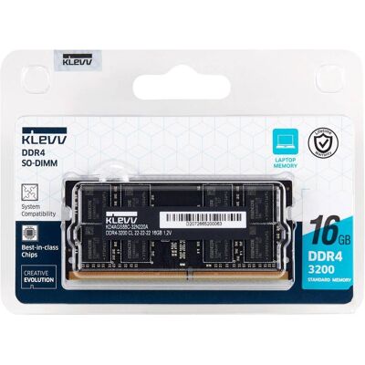 Klevv 16 GB DDR4-RAM SO-DIMM PC3200 Cl22 (1 x 16GB, 3200 MHz, DDR4-RAM, SO-DIMM), RAM Klevv 16 GB DDR4-RAM SO-DIMM PC3200 Cl22 (1 x 16GB, 3200 MHz, DDR4-RAM, SO-DIMM), RAM