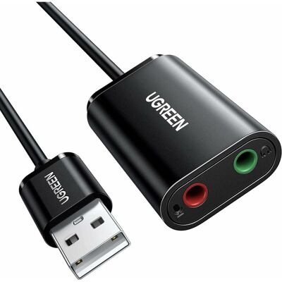 Ugreen External Sound Adapter 30724 (USB), Soundkarte, Schwarz Ugreen External Sound Adapter 30724 (USB), Soundkarte, Schwarz