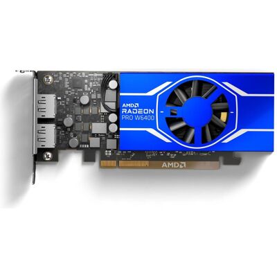 AMD RADEON PRO W6400 4GB (4 GB, GDDR6), Grafikkarte, Schwarz, Blau AMD RADEON PRO W6400 4GB (4 GB, GDDR6), Grafikkarte, Schwarz, Blau