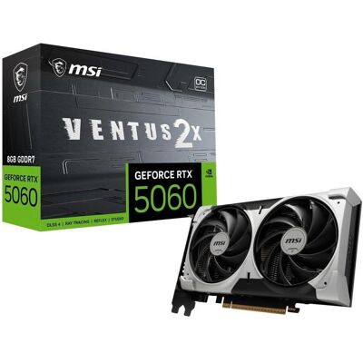 MSI RTX5060 VENTUS 2X OC V1 8GB GDDR7 HDMI 3xDP (8 GB, GDDR7), Grafikkarte, Schwarz MSI RTX5060 VENTUS 2X OC V1 8GB GDDR7 HDMI 3xDP (8 GB, GDDR7), Grafikkarte, Schwarz