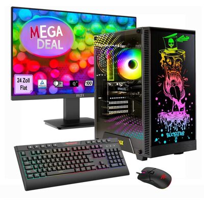GameMax MegaDeal Rockstar SET2742 + MSI PRO MP2412 LED-Monitor 60cm (24") (480 GB, 16 GB, AMD Ryzen 5 5500), PC, Schwarz GameMax MegaDeal Rockstar SET2742 + MSI PRO MP2412 LED-Monitor 60cm (24") (480 GB, 16 GB, AMD Ryzen 5 5500), PC, Schwarz
