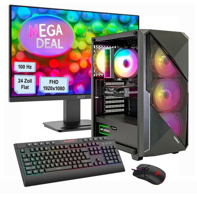 GameMax MegaDeal Striker SET2734 + MSI PRO MP2412 LED-Monitor, 60cm (24") (480 GB, 16 GB, AMD Ryzen 5 5500, GeForce RTX 5060), PC, Schwarz GameMax MegaDeal Striker SET2734 + MSI PRO MP2412 LED-Monitor, 60cm (24") (480 GB, 16 GB, AMD Ryzen 5 5500, GeForce RTX 5060), PC, Schwarz