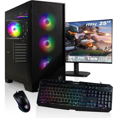 Hyper Byte Gaming PC Set - Ryzen 7 - Monitor 25 Zoll - Tastatur & Maus Set (MSI) (1000 GB, 16 GB), PC, Schwarz Hyper Byte Gaming PC Set - Ryzen 7 - Monitor 25 Zoll - Tastatur & Maus Set (MSI) (1000 GB, 16 GB), PC, Schwarz