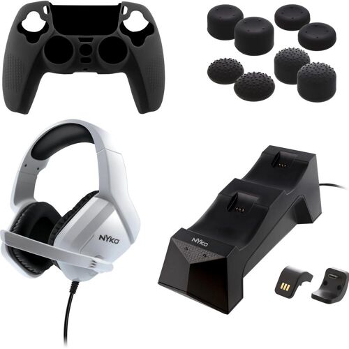 Nyko Deluxe Master Pak for PlayStation 5 Spiele-Controllerzusatz (PS5), Gaming Controller Zubehör, Weiss, Schwarz