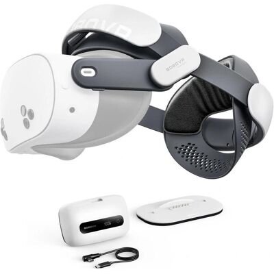 Bobovr Pasek na głowę M3 Pro+ z akumulatorem 6500 mAh i stacją ładującą do Meta Quest 3 / 3S - biały, Zubehör VR + AR, Weiss Bobovr Pasek na głowę M3 Pro+ z akumulatorem 6500 mAh i stacją ładującą do Meta Quest 3 / 3S - biały, Zubehör VR + AR, Weiss